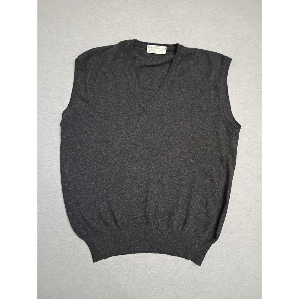 Vintage Gap Mens Gray Virgin Wool V-Neck Sweater Vest Made in Italy L